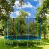 16FT Trampoline For Kids With Safety Enclosure Net, Ladder And 12 Wind Stakes, Round Outdoor Recreational Trampoline - Blue