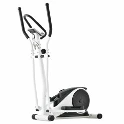 Merax Indoor Ergonomic Exercise Bike Elliptical Machine 8-level Resistance Adjustment Non-slip Pedal LCD Display Maximum Load 120kg - White