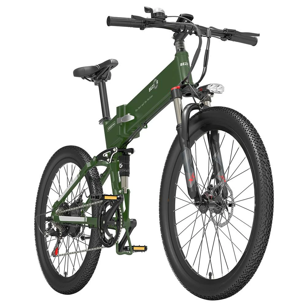 BEZIOR X500 Pro Folding Electric Bike Bicycle 26 Inch Tire 500W Motor Max Speed 30Km/h 48V 10.4Ah Battery Aluminum Alloy Frame Shimano 7-Speed Shift 100KM Power-Assisted Range LCD Display IP54 Waterproof Max Load 200KG - Army Green 1 BEZIOR X500 Pro Folding Electric Bike Bicycle 26 Inch Tire 500W Motor Max Speed 30Km/h 48V 10.4Ah Battery Aluminum Alloy Frame Shimano 7-Speed Shift 100KM Power-Assisted Range LCD Display IP54 Waterproof Max Load 200KG - Army Green