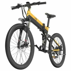 BEZIOR X500 Pro Folding Electric Bike Bicycle 26 Inch Tire 500W Motor Max Speed 30Km/h 48V 10.4Ah Battery Aluminum Alloy Frame Shimano 7-Speed Shift 100KM Power-Assisted Range LCD Display IP54 Waterproof Max Load 200KG - Black&Yellow