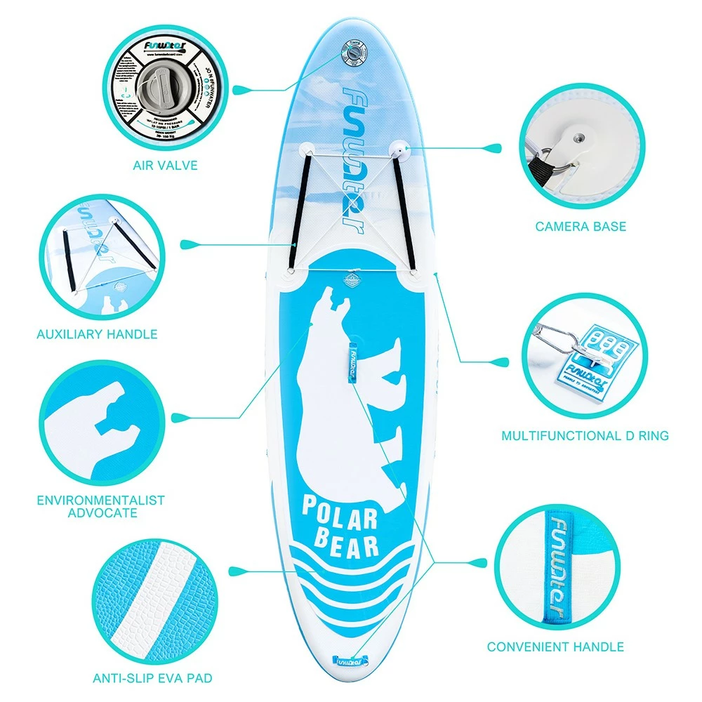 FunWater Polar Bear 320*83*15 Inch Inflatable Stand Up Paddling Board Adjustable Maximum Load 150kg - Image 6