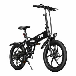 ADO A20 Electric Folding Bike 20 Inch City Bicycle 350W Hall Brushless Gear DC Motor 10.4AH Battery 25Km/h Max Speed SHIMANO 7-Speed Rear Derailleur - Black