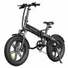 ADO A20F Beast Foldable E-Bike 20*4.0 Inch Fat Tire 250W Motor 25Km/h Speed 36V 14.5Ah Battery For 120KM Range Torque Sensor Shimano 7 Speed Dual Hydraulic Disc Brake IPX5 Waterproof IPS Color Display With ADO EBIKE App Control - Black