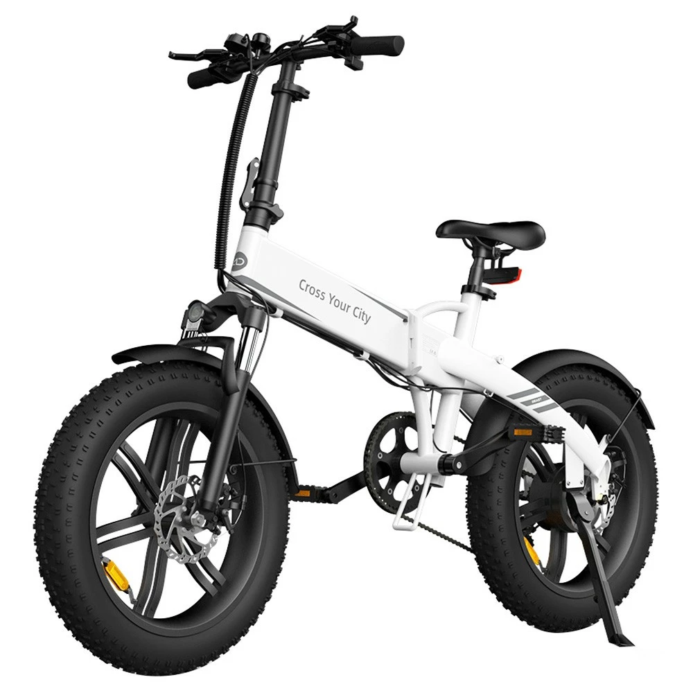 ADO A20F Beast Foldable E-Bike 20*4.0 Inch Fat Tire 250W Motor 25Km/h Speed 36V 14.5Ah Battery For 120KM Range Torque Sensor Shimano 7 Speed Dual Hydraulic Disc Brake IPX5 Waterproof IPS Color Display With ADO EBIKE App Control - White