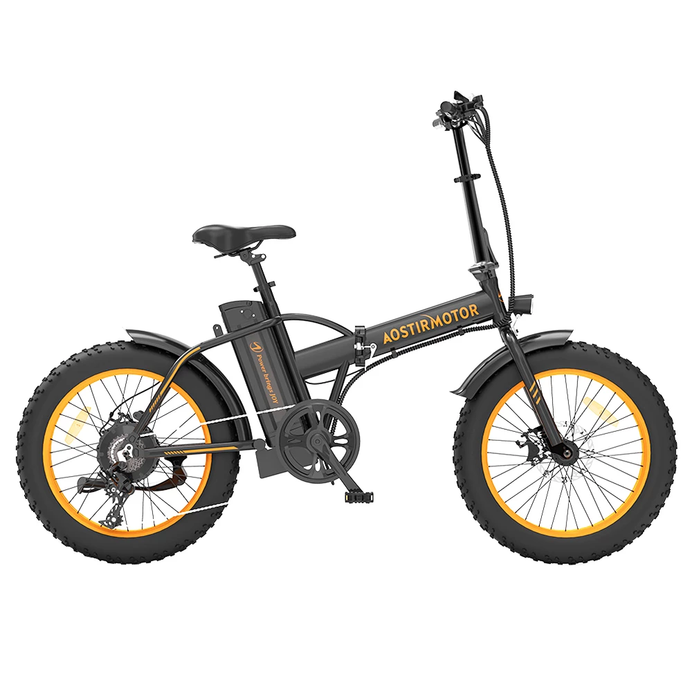 AOSTIRMOTOR A20 Folding Electric Bike 20*4.0 Fat Tire 36V 13Ah Battery 500W Motor 40km/h Max Speed - Orange