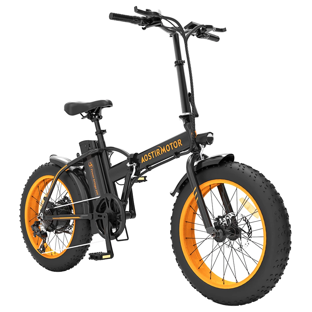 AOSTIRMOTOR A20 Folding Electric Bike 20*4.0 Fat Tire 36V 13Ah Battery 500W Motor 40km/h Max Speed - Orange - Image 4