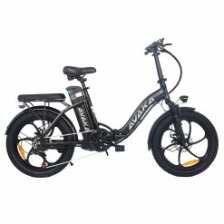 AVAKA BZ20 PLUS Electric Bike Foldable 20*3.0 Inch Fat Tires 500W Brushless Motor 25Km/h Max Speed 48V 15Ah Battery 100Km Range 120KG Max Load Dual Disc Brake Shimano 7-Speed Gear IP54 Waterproof LCD Display- IT Wheel Black