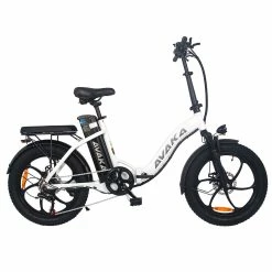 AVAKA BZ20 PLUS Electric Bike Foldable 20*3.0 Inch Fat Tires 500W Brushless Motor 25Km/h Max Speed 48V 15Ah Battery 100Km Range 120KG Max Load Dual Disc Brake Shimano 7-Speed Gear IP54 Waterproof LCD Display- IT Wheel White