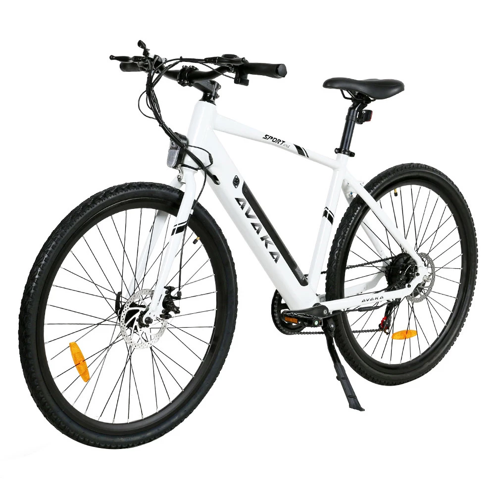 AVAKA R3 Electric Bike 700C*40C Inches Wheel 36V 350W Motor 12.5Ah Battery 32km/h Max Speed 70km Range Shimano 7-Speed Gear 120kg Load - White - Image 4