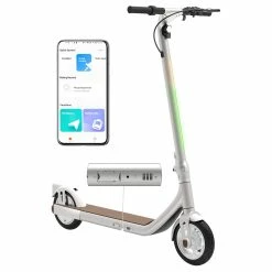 Atomi Alpha Electric Scooter 9 Inch Tires 650W Motor 36V 10Ah Battery For 25 Miles Range 25Km/h Max Speed 120KG Max Load Support App Control - White