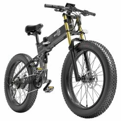 BEZIOR X-PLUS Electric Bike 1500W Motor 48V 17.5Ah Battery 26*4.0 Inch Fat Tire Mountain Bike 40Km/h Max Speed 200kg Load 130 KM Range LED Display IP54 Waterproof - Black