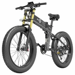 BEZIOR X-PLUS Electric Bike 1500W Motor 48V 17.5Ah Battery 26*4.0 Inch Fat Tire Mountain Bike 40Km/h Max Speed 200kg Load 130 KM Range LED Display IP54 Waterproof - Black