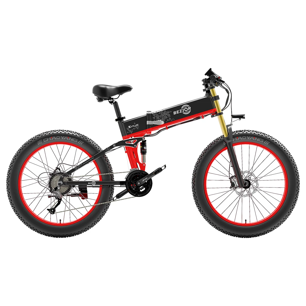 BEZIOR X-PLUS Electric Bike 1500W Motor 48V 17.5Ah Battery 26*4.0 Inch Fat Tire Mountain Bike 40Km/h Max Speed 200kg Load 130 KM Range LED Display IP54 Waterproof - Red 2 BEZIOR X-PLUS Electric Bike 1500W Motor 48V 17.5Ah Battery 26*4.0 Inch Fat Tire Mountain Bike 40Km/h Max Speed 200kg Load 130 KM Range LED Display IP54 Waterproof - Red - Image 2