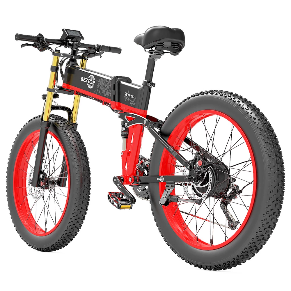 BEZIOR X-PLUS Electric Bike 1500W Motor 48V 17.5Ah Battery 26*4.0 Inch Fat Tire Mountain Bike 40Km/h Max Speed 200kg Load 130 KM Range LED Display IP54 Waterproof - Red 5 BEZIOR X-PLUS Electric Bike 1500W Motor 48V 17.5Ah Battery 26*4.0 Inch Fat Tire Mountain Bike 40Km/h Max Speed 200kg Load 130 KM Range LED Display IP54 Waterproof - Red - Image 5