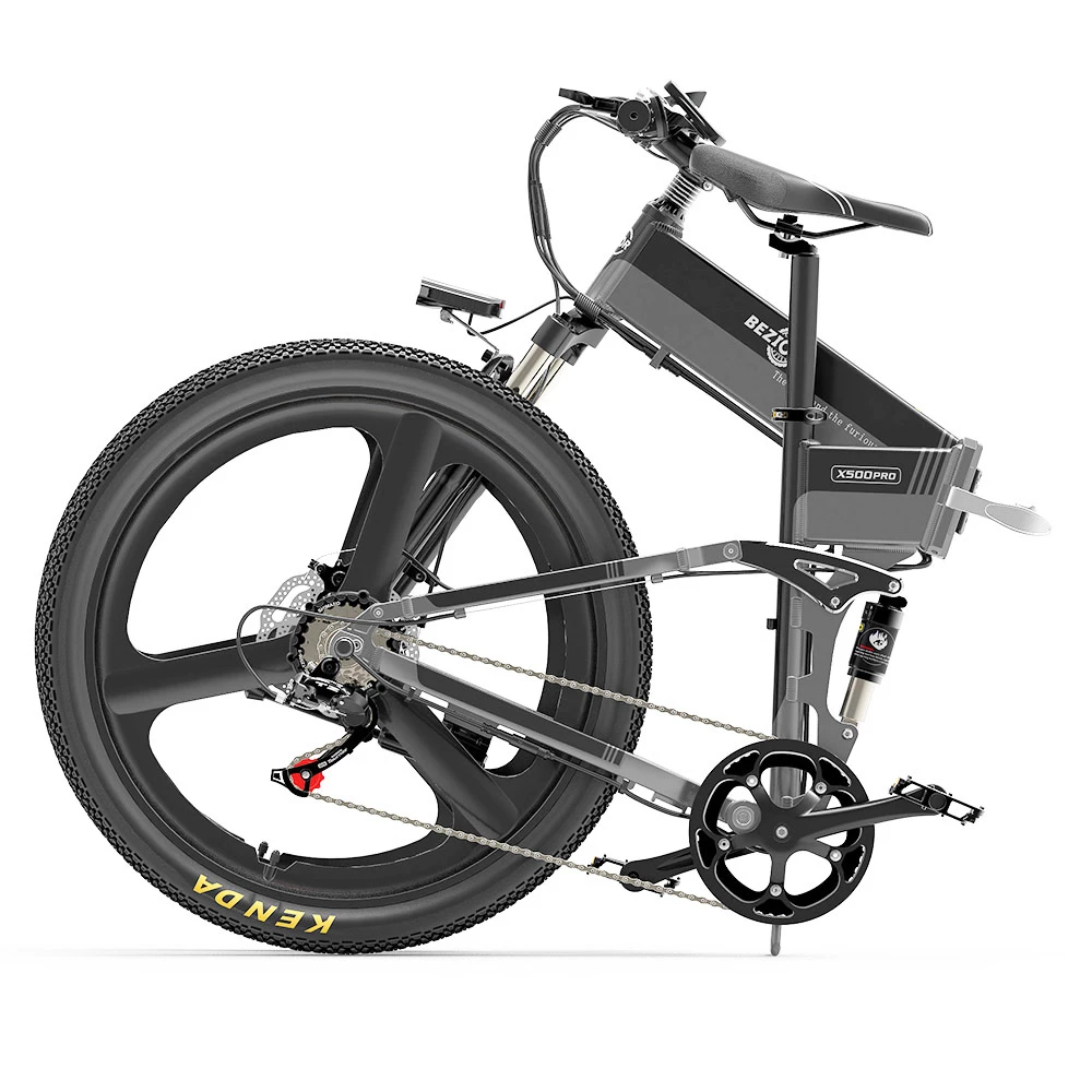 BEZIOR X500 Pro Folding Electric Bike Bicycle 26 Inch Tire 500W Motor Max Speed 30Km/h 48V 10.4Ah Battery Aluminum Alloy Frame Shimano 7-Speed Shift 100KM Power-Assisted Range LCD Display IP54 Waterproof Max Load 200KG - Black Grey 5 BEZIOR X500 Pro Folding Electric Bike Bicycle 26 Inch Tire 500W Motor Max Speed 30Km/h 48V 10.4Ah Battery Aluminum Alloy Frame Shimano 7-Speed Shift 100KM Power-Assisted Range LCD Display IP54 Waterproof Max Load 200KG - Black Grey - Image 5