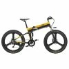 BEZIOR X500 Pro Folding Electric Bike Bicycle 26 Inch Tire 500W Motor Max Speed 30Km/h 48V 10.4Ah Battery Aluminum Alloy Frame Shimano 7-Speed Shift 100KM Power-Assisted Range LCD Display IP54 Waterproof Max Load 200KG - Black Yellow