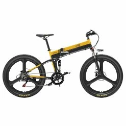 BEZIOR X500 Pro Folding Electric Bike Bicycle 26 Inch Tire 500W Motor Max Speed 30Km/h 48V 10.4Ah Battery Aluminum Alloy Frame Shimano 7-Speed Shift 100KM Power-Assisted Range LCD Display IP54 Waterproof Max Load 200KG - Black Yellow