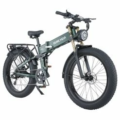 BURCHDA R5 Pro Folding Electric Bike 26*4.0 Inch Fat Tire 1000W Motor 50Km/h Max Speed 48V 15Ah Battery For 60km Range Double Shock Absorbers - Dark Green