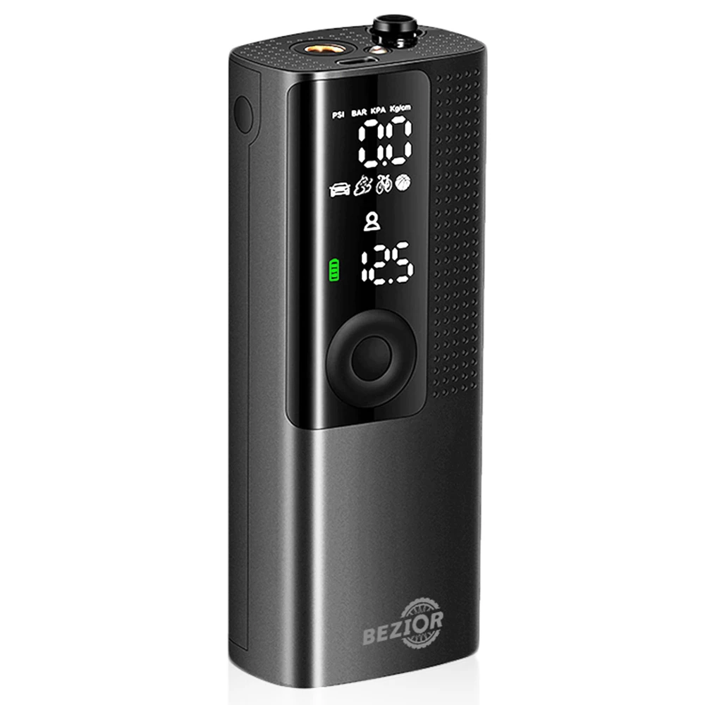 Bezior Mini Inflator Air Compressor Pump 2000mAh 120PSI With Digital Gauge For Bike Car Tyre 5 Bezior Mini Inflator Air Compressor Pump 2000mAh 120PSI With Digital Gauge For Bike Car Tyre - Image 5