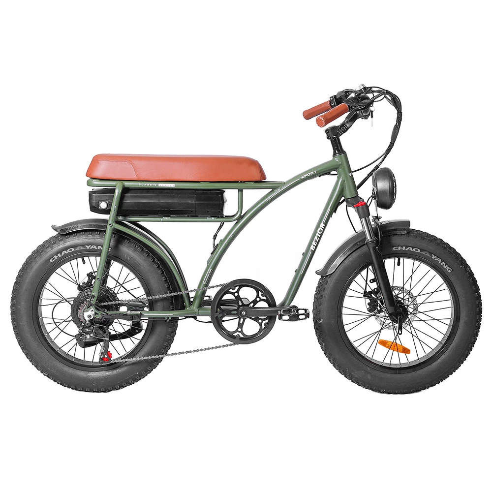 BEZIOR XF001 Retro Electric Bike 20*4.0 Inch Fat Tires 1000W Motor 12.5Ah 48V Battery 45Km/h Max Speed 120kg Max Load Shimano 7-Speed Dual Mechanical Disc Brakes Front & Rear Suspension Fork LCD Display - Army Green 2 BEZIOR XF001 Retro Electric Bike 20*4.0 Inch Fat Tires 1000W Motor 12.5Ah 48V Battery 45Km/h Max Speed 120kg Max Load Shimano 7-Speed Dual Mechanical Disc Brakes Front & Rear Suspension Fork LCD Display - Army Green - Image 2