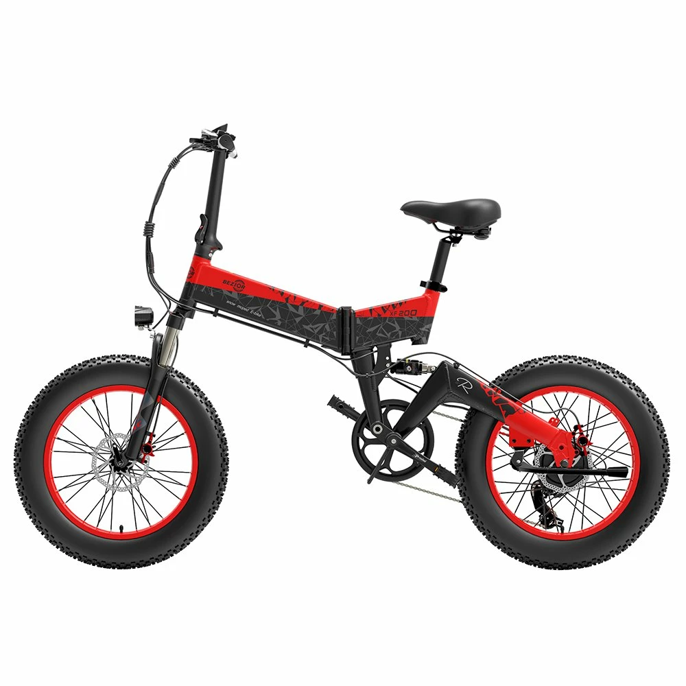 BEZIOR XF200 Off-road Electric Bike All Terrain Electric Bicycle 20x4'' Fat Tire 48V 1000W Motor 40km/h Max Speed 15Ah Battery Shimano 7-speed Shifting System - Black Red 1 BEZIOR XF200 Off-road Electric Bike All Terrain Electric Bicycle 20x4'' Fat Tire 48V 1000W Motor 40km/h Max Speed 15Ah Battery Shimano 7-speed Shifting System - Black Red