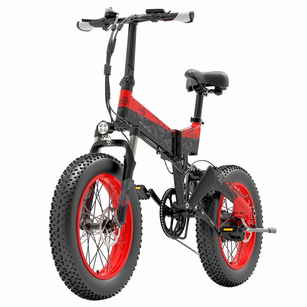 BEZIOR XF200 Off-road Electric Bike All Terrain Electric Bicycle 20x4'' Fat Tire 48V 1000W Motor 40km/h Max Speed 15Ah Battery Shimano 7-speed Shifting System - Black Red 2 BEZIOR XF200 Off-road Electric Bike All Terrain Electric Bicycle 20x4'' Fat Tire 48V 1000W Motor 40km/h Max Speed 15Ah Battery Shimano 7-speed Shifting System - Black Red - Image 2