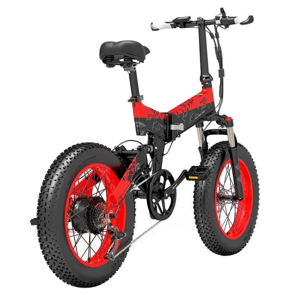 BEZIOR XF200 Off-road Electric Bike All Terrain Electric Bicycle 20x4'' Fat Tire 48V 1000W Motor 40km/h Max Speed 15Ah Battery Shimano 7-speed Shifting System - Black Red 4 BEZIOR XF200 Off-road Electric Bike All Terrain Electric Bicycle 20x4'' Fat Tire 48V 1000W Motor 40km/h Max Speed 15Ah Battery Shimano 7-speed Shifting System - Black Red - Image 4