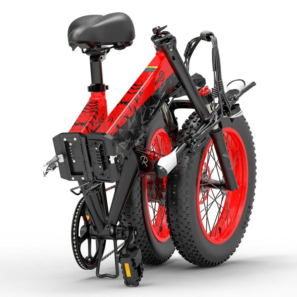 BEZIOR XF200 Off-road Electric Bike All Terrain Electric Bicycle 20x4'' Fat Tire 48V 1000W Motor 40km/h Max Speed 15Ah Battery Shimano 7-speed Shifting System - Black Red 6 BEZIOR XF200 Off-road Electric Bike All Terrain Electric Bicycle 20x4'' Fat Tire 48V 1000W Motor 40km/h Max Speed 15Ah Battery Shimano 7-speed Shifting System - Black Red - Image 6