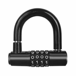 Bicycle U Lock 4-digit Combination Password Lock Anti-theft Heavy Duty Gym Locker For Bikes, Motorcycles, Scooters - Black