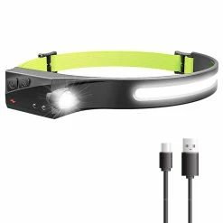 Bright LED Headlamp 270 Degree Wide Beam & Spotlight, 4 Sensor Modes For Outdoor Cycling, Camping, Hiking - Reflective