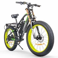 CYSUM M900 Fat Tire Electric Bike 26*4.0 Inch Chaoyang Fat Tire 48V 1000W Brushless Gear Motor 40Km/h Max Speed 17Ah Removable Battery For 50-70 Range - Black Green