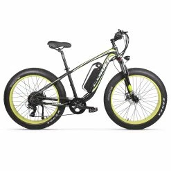 CYSUM M980 Fat Tire Electric Bike 48V 1000W Brushless Motor 17Ah Removable Battery For 50-70 Range - Black-Green