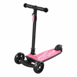 Kick Scooter Glide Scooter With Extra Wide PU Light-Up Wheels And 4 Adjustable Heights For Children From 3-12 Pink