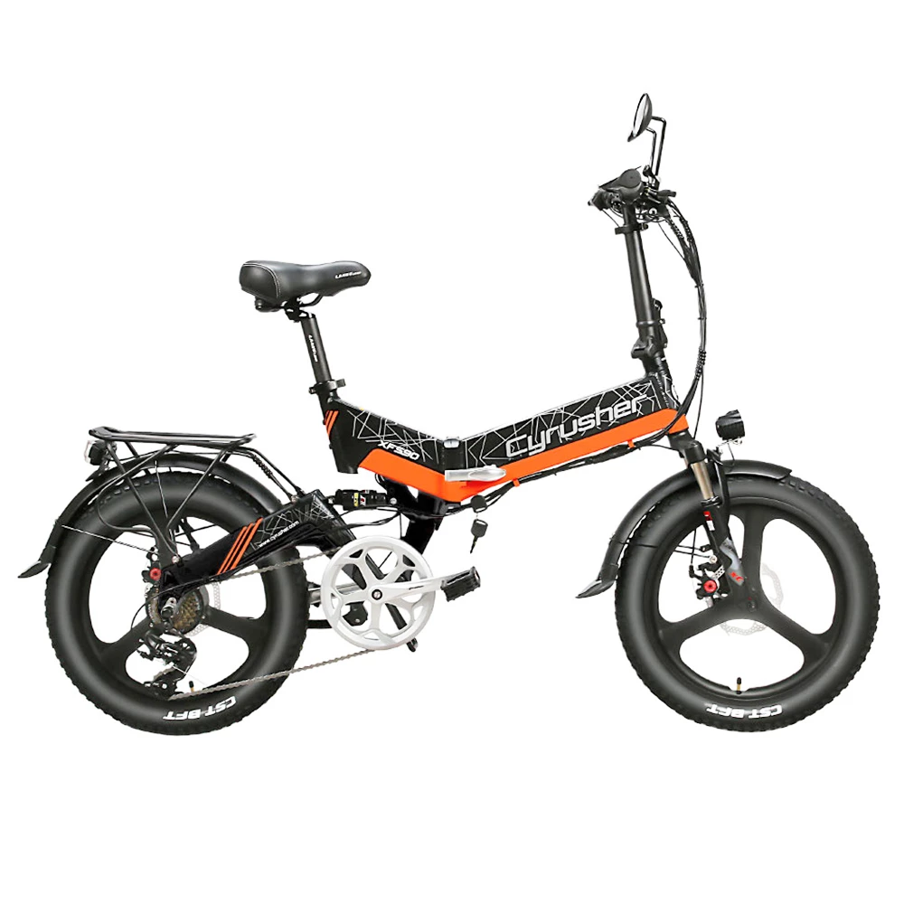 Cyrusher XF590 Folding Electric Bike 500W 48V 10 Ah Battery 7 Speed City E-bike - Orange 1 Cyrusher XF590 Folding Electric Bike 500W 48V 10 Ah Battery 7 Speed City E-bike - Orange