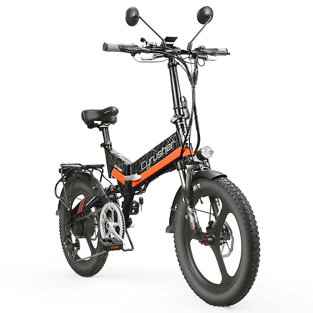 Cyrusher XF590 Folding Electric Bike 500W 48V 10 Ah Battery 7 Speed City E-bike - Orange 2 Cyrusher XF590 Folding Electric Bike 500W 48V 10 Ah Battery 7 Speed City E-bike - Orange - Image 2