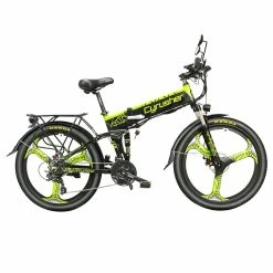 Cyrusher XF770 Folding Electric Bike 500W 48V 10 Ah Hidden Battery 7 Speed Mountain E-bike - Green