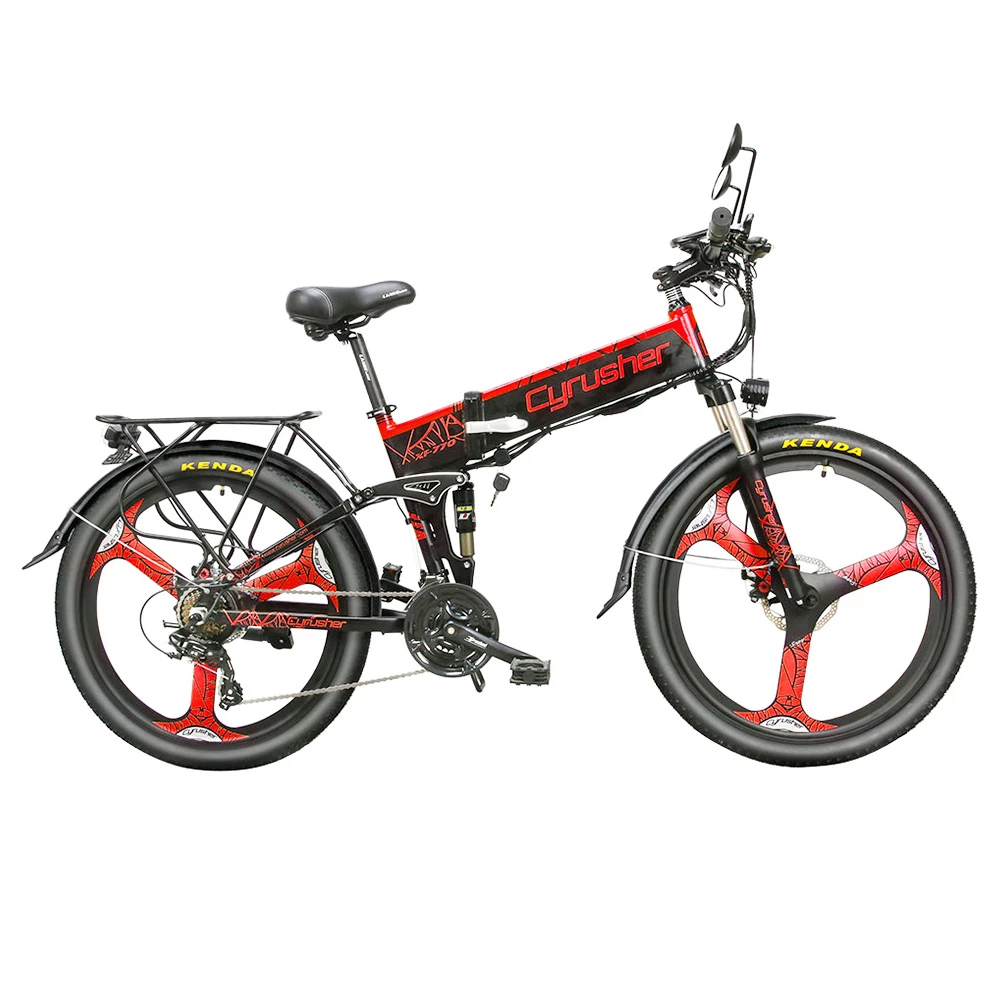 Cyrusher XF770 Folding Electric Bike 500W 48V 10 Ah Hidden Battery 7 Speed Mountain E-bike - Red 1 Cyrusher XF770 Folding Electric Bike 500W 48V 10 Ah Hidden Battery 7 Speed Mountain E-bike - Red
