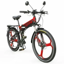 Alternative view of Cyrusher XF770 Folding Electric Bike 500W 48V 10 Ah Hidden Battery 7 Speed Mountain E-bike - Red