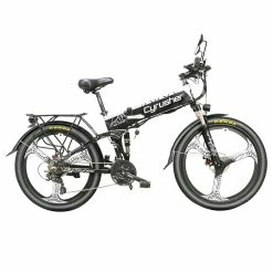 Cyrusher XF770 Folding Electric Bike 500W 48V 10 Ah Hidden Battery 7 Speed Mountain E-bike - White