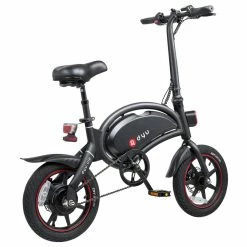 Alternative view of DYU D3+ Folding Moped Electric Bike 14 Inch Inflatable Rubber Tires 240W Motor 10Ah Battery Max Speed 25km/h Up To 45km Range Dual Disc Brakes Adjustable Height APP Control - Black