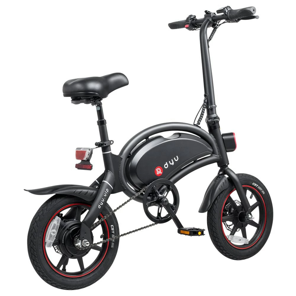 DYU D3+ Folding Moped Electric Bike 14 Inch Inflatable Rubber Tires 240W Motor 10Ah Battery Max Speed 25km/h Up To 45km Range Dual Disc Brakes Adjustable Height APP Control - Black 2 DYU D3+ Folding Moped Electric Bike 14 Inch Inflatable Rubber Tires 240W Motor 10Ah Battery Max Speed 25km/h Up To 45km Range Dual Disc Brakes Adjustable Height APP Control - Black - Image 2