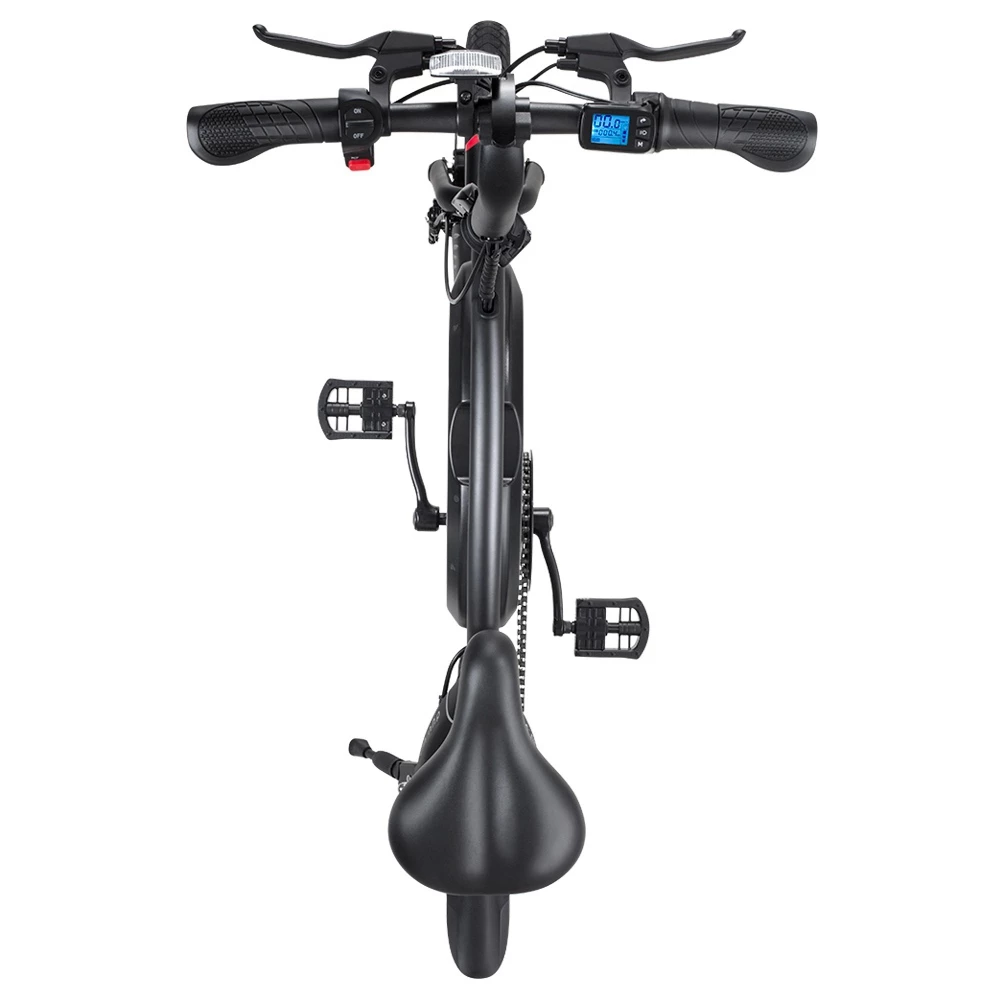 DYU D3+ Folding Moped Electric Bike 14 Inch Inflatable Rubber Tires 240W Motor 10Ah Battery Max Speed 25km/h Up To 45km Range Dual Disc Brakes Adjustable Height APP Control - Black 4 DYU D3+ Folding Moped Electric Bike 14 Inch Inflatable Rubber Tires 240W Motor 10Ah Battery Max Speed 25km/h Up To 45km Range Dual Disc Brakes Adjustable Height APP Control - Black - Image 4