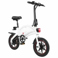 DYU D3+ Folding Moped Electric Bike 14 Inch Inflatable Rubber Tires 240W Motor Max Speed 25km/h Up To 45km Range Dual Disc Brakes Adjustable Height APP Control - White