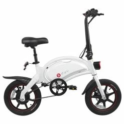 Alternative view of DYU D3+ Folding Moped Electric Bike 14 Inch Inflatable Rubber Tires 240W Motor Max Speed 25km/h Up To 45km Range Dual Disc Brakes Adjustable Height APP Control - White