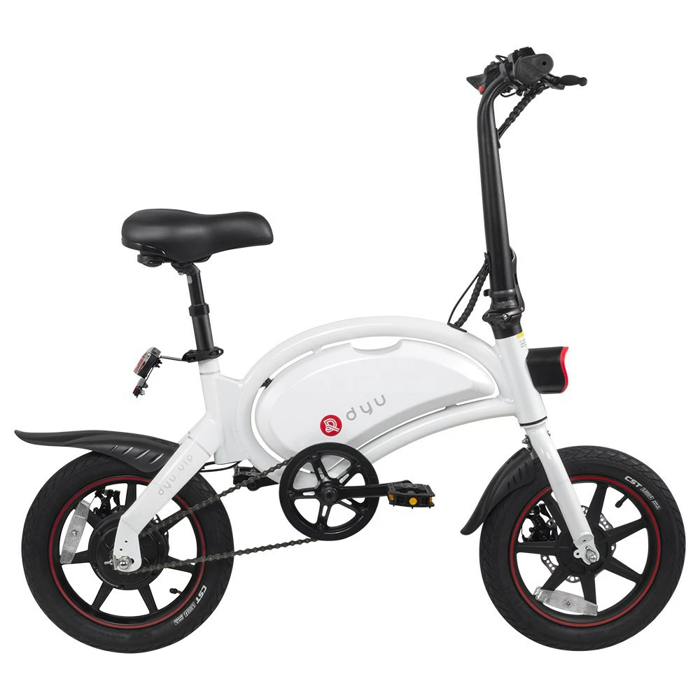 DYU D3+ Folding Moped Electric Bike 14 Inch Inflatable Rubber Tires 240W Motor Max Speed 25km/h Up To 45km Range Dual Disc Brakes Adjustable Height APP Control - White 2 DYU D3+ Folding Moped Electric Bike 14 Inch Inflatable Rubber Tires 240W Motor Max Speed 25km/h Up To 45km Range Dual Disc Brakes Adjustable Height APP Control - White - Image 2