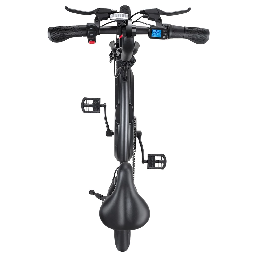 DYU D3+ Folding Moped Electric Bike 14 Inch Inflatable Rubber Tires 240W Motor Max Speed 25km/h Up To 45km Range Dual Disc Brakes Adjustable Height APP Control - White 5 DYU D3+ Folding Moped Electric Bike 14 Inch Inflatable Rubber Tires 240W Motor Max Speed 25km/h Up To 45km Range Dual Disc Brakes Adjustable Height APP Control - White - Image 5