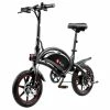 DYU D3F With Pedal Folding Moped Electric Bike 14 Inch Inflatable Rubber Tires 240W Motor 10Ah Battery Max Speed 25km/h Up To 45km Range Dual Disc Brakes Adjustable Height - Black