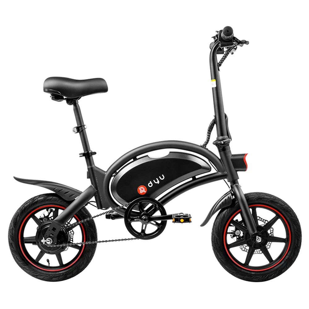 DYU D3F With Pedal Folding Moped Electric Bike 14 Inch Inflatable Rubber Tires 240W Motor 10Ah Battery Max Speed 25km/h Up To 45km Range Dual Disc Brakes Adjustable Height - Black 2 DYU D3F With Pedal Folding Moped Electric Bike 14 Inch Inflatable Rubber Tires 240W Motor 10Ah Battery Max Speed 25km/h Up To 45km Range Dual Disc Brakes Adjustable Height - Black - Image 2