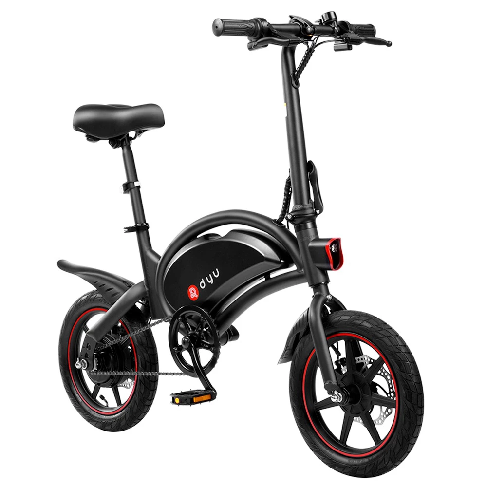 DYU D3F With Pedal Folding Moped Electric Bike 14 Inch Inflatable Rubber Tires 240W Motor 10Ah Battery Max Speed 25km/h Up To 45km Range Dual Disc Brakes Adjustable Height - Black 3 DYU D3F With Pedal Folding Moped Electric Bike 14 Inch Inflatable Rubber Tires 240W Motor 10Ah Battery Max Speed 25km/h Up To 45km Range Dual Disc Brakes Adjustable Height - Black - Image 3