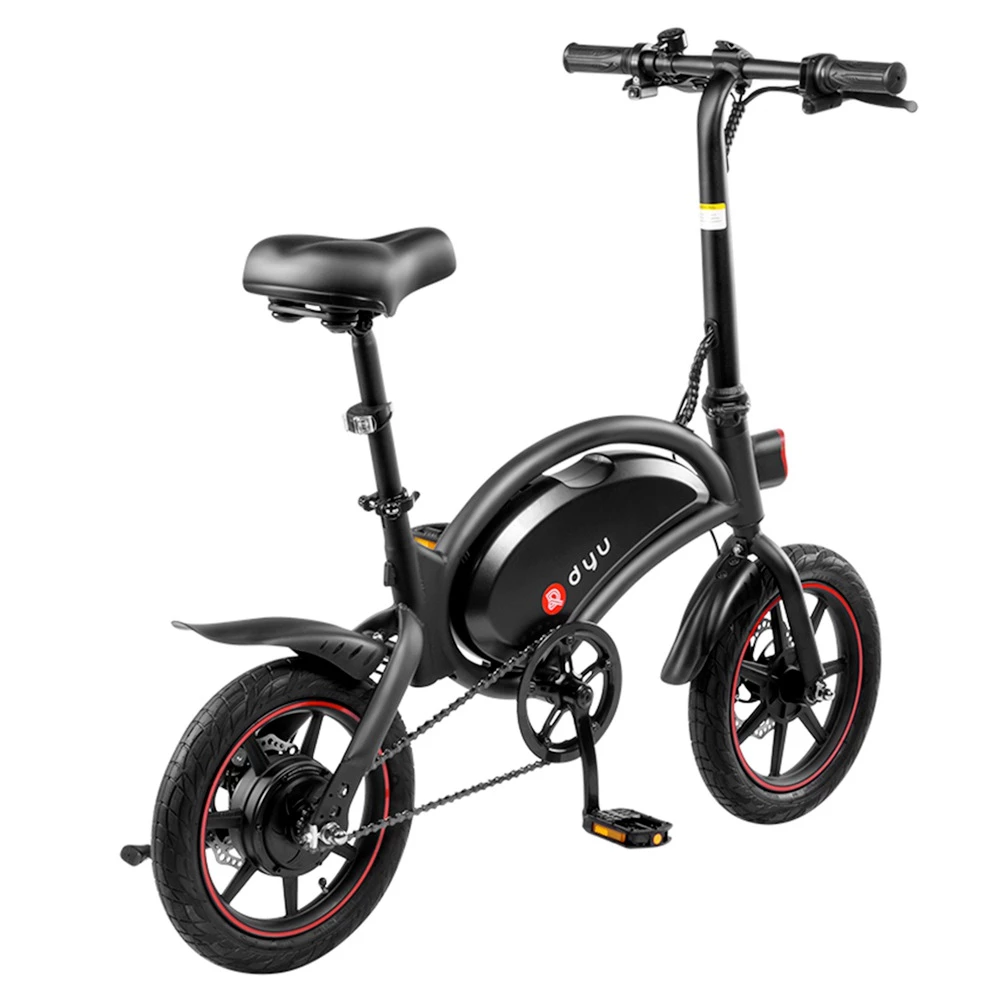 DYU D3F With Pedal Folding Moped Electric Bike 14 Inch Inflatable Rubber Tires 240W Motor 10Ah Battery Max Speed 25km/h Up To 45km Range Dual Disc Brakes Adjustable Height - Black 4 DYU D3F With Pedal Folding Moped Electric Bike 14 Inch Inflatable Rubber Tires 240W Motor 10Ah Battery Max Speed 25km/h Up To 45km Range Dual Disc Brakes Adjustable Height - Black - Image 4